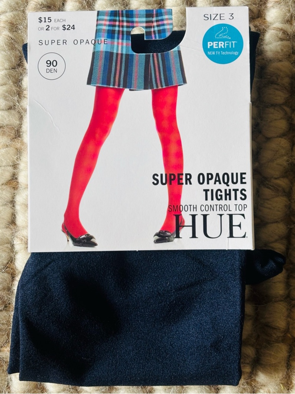 Hue Super Opaque Navy Tights Smooth Control Top